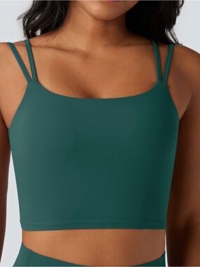 HALARA Double-Strap Crop Bralette in Deep Teal Green